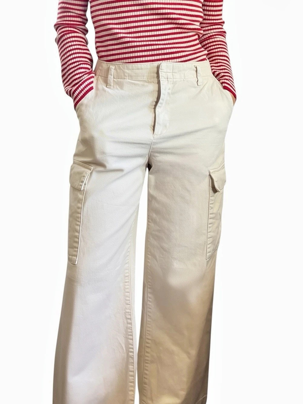 Gap Wide Leg Cargo Pants in Cream Size 0 Petite